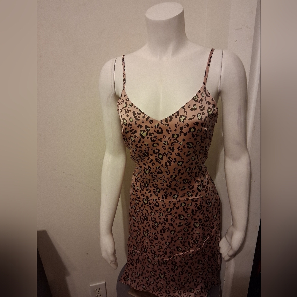 Leopard Print Satin Slip Dress
